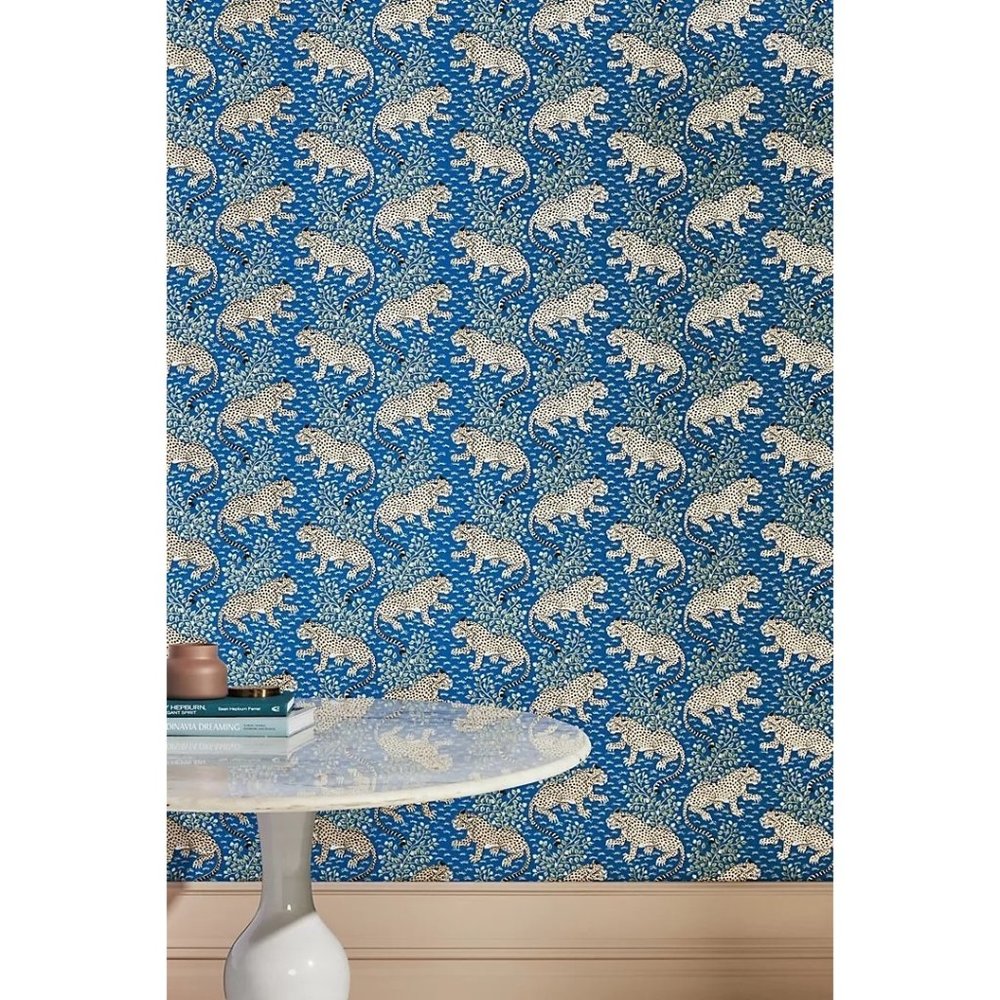 Anthropologie Printfresh Bagheera Wallpaper Indigo Blue Single Roll